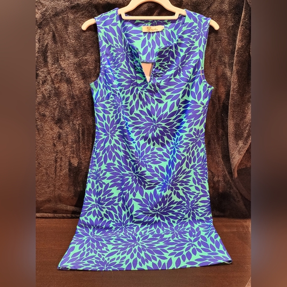 Aryeh Tops - Aryeh Blue and Teal Leaf Print Dress size small